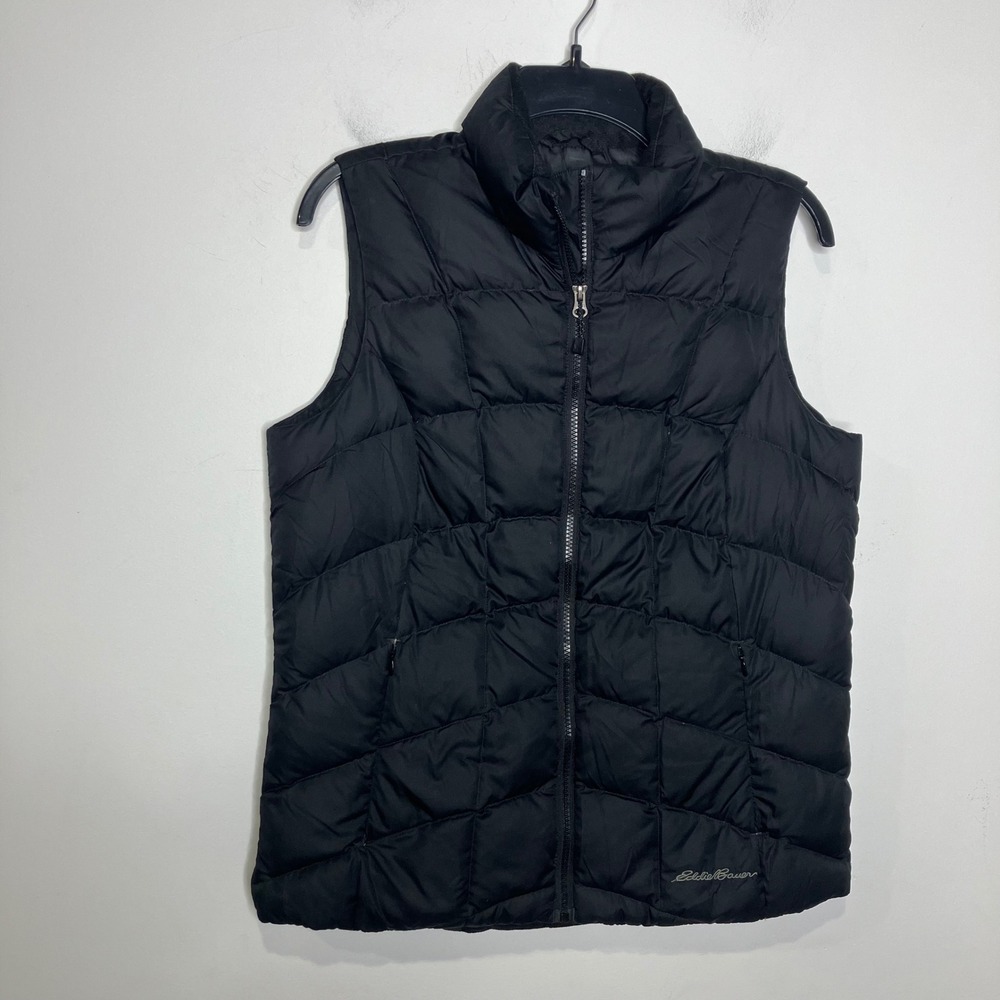 Eddie Bauer essential classic down puffer vest black women's size medium